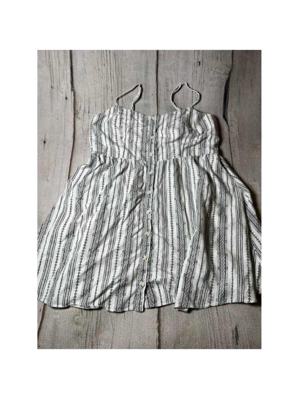 Old Navy Cami Dress Womens‎ XXL White Black Stripe Boho Button Front Minimalist